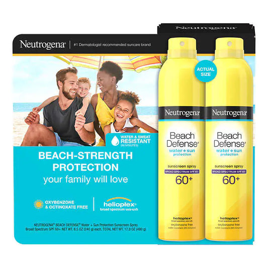 Neutrogena Beach Defense Sunscreen Spray SPF 60+, 8.5 oz 2-pack
