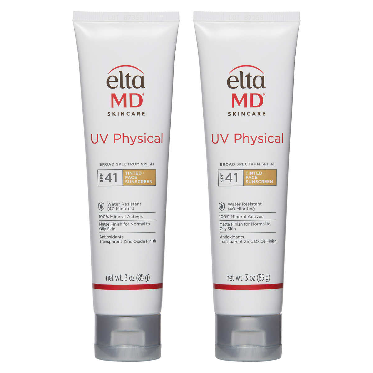 EltaMD UV Physical Broad-Spectrum SPF 41 Tinted Face Sunscreen 3 oz, 2-pack
