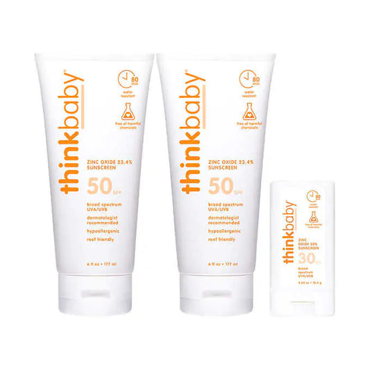Thinkbaby Sunscreen Lotion SPF 50, 6 fl oz Duo and Sunscreen Stick SPF 30, 0.64 oz