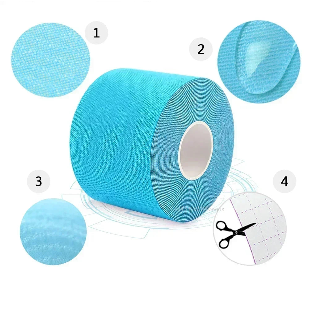 5M Breathable Cotton Kinesiology Tape Sports Elastic Roll Adhesive Muscle Bandage Knee Elbow Protector Injury Pain Care Tape