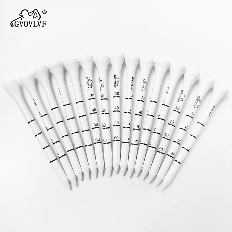 50 Pieces Bamboo Golf Degree Scale Tees 83mm Reduce Friction Side Spin Golf Tees White and Black Adjustable Depth