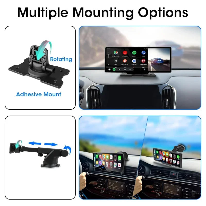 10.26" Dash Cam 4K Car Mirror Video Player Wireless Carplay Android Auto Car Monitor Multimedia GPS Rearview Camera Dashboard