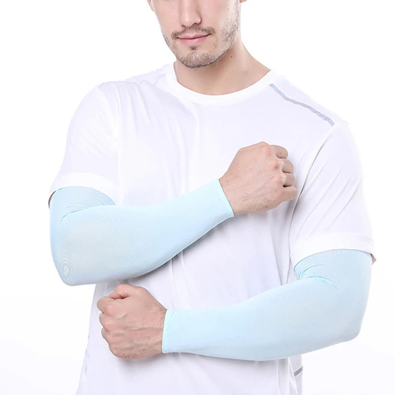 Arm Sleeves Ice Silk Sports Sleeve Sun UV Protection Hand Cover Cooling Warmer Running Cycling Fishing Mangas Para Brazo Beach