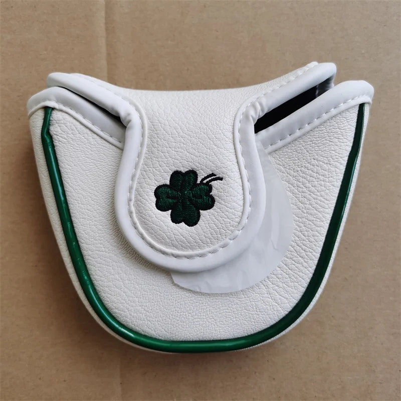 Four Leaf Clover golf putter head cover leather club big full mallet putter headcover drop shipping