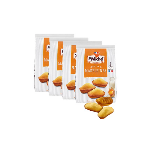 St Michel Traditional Mini Madeleines French Sponge Cakes Made In France, Pack of 4 (2.99oz each) Non-GMO.