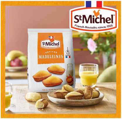 St Michel Traditional Mini Madeleines French Sponge Cakes Made In France, Pack of 4 (2.99oz each) Non-GMO.